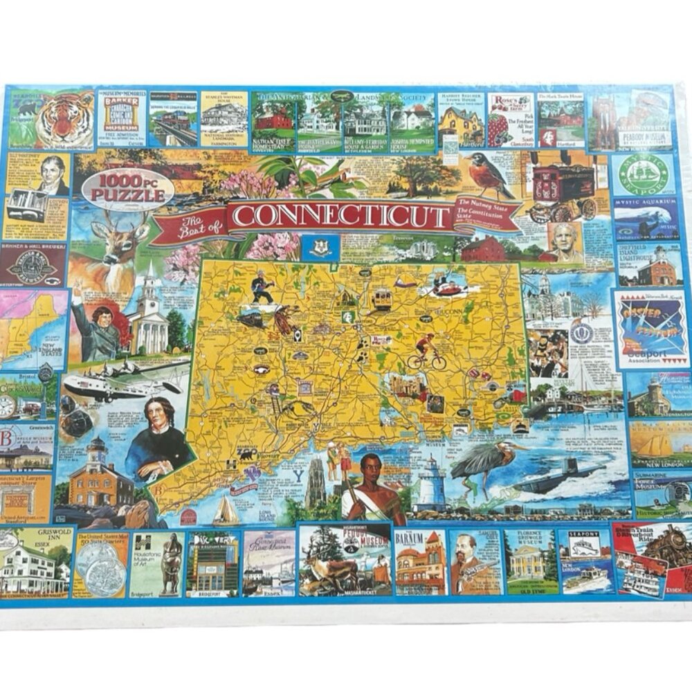 White Mountain Puzzles “Best of Connecticut” 1000-Piece Jigsaw Puzzle — Vintage